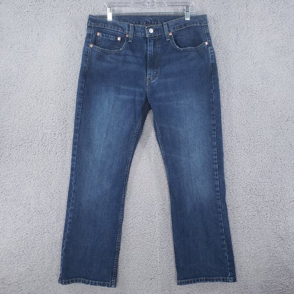 🚫SOLD🚫LEVI'S 527 Boot Cut Jeans Mens Sz 34x30 Dark Washed Faded Whiskered - Picture 1 of 14